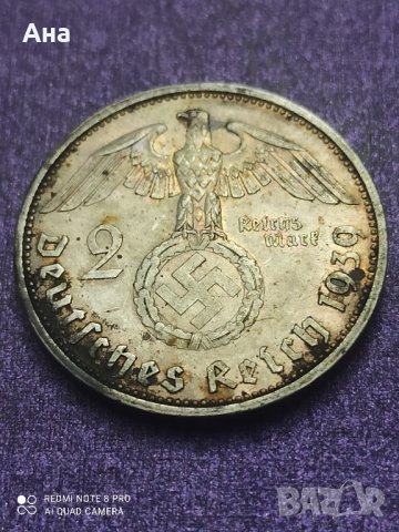 2 Марки 1939 г сребро Трети Райх , снимка 2 - Нумизматика и бонистика - 41538089