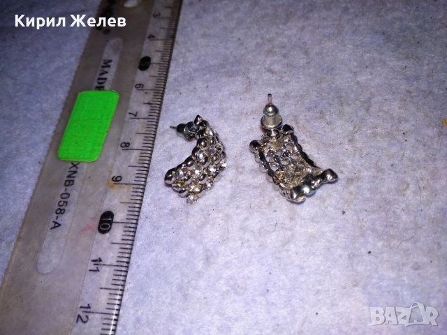 ШИКОЗНИ ВИНТИДЖ - АРТ АЖУРНИ ОБЕЦИ от НЕРЪЖДАЕМА СТОМАНА с ИСКРЯЩИ КРИСТАЛИ и БЯЛА ПОЗЛАТА 38481, снимка 5 - Обеци - 41483907