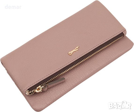 PAUL COSTELLOE Дамско кожено портмоне от естествена кожа с много слота и джобове, пепеляво лилаво, снимка 4 - Портфейли, портмонета - 44494111