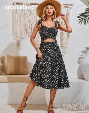 Дамски комплект рокля от две части, 2цвята , снимка 12 - Комплекти - 49710479