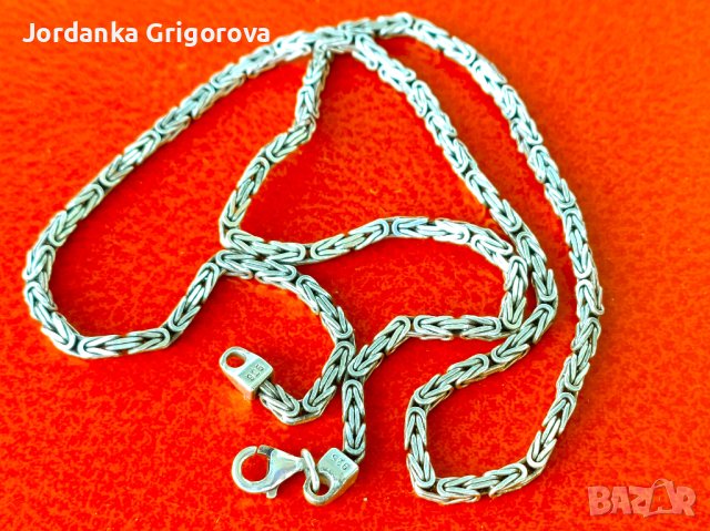 Сребърен синджир - кралска плетка, снимка 1 - Колиета, медальони, синджири - 42199704