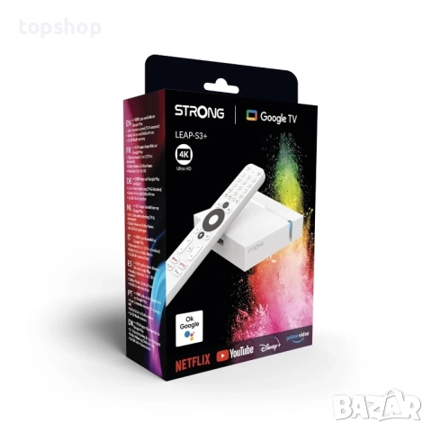 Нов, тестван Strong мултимедиен плейър LEAP-S3+ Google TV UHD BOX, TV smart, 4K Ultra HD, 3840 x ..., снимка 8 - Части и Платки - 51637846