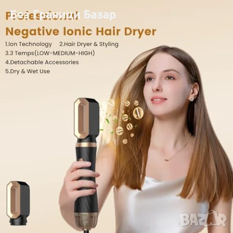 Нов Стайлер за коса 5 в 1 Сешоар, Къдрици, Изправяне, Обем, Блясък, снимка 4 - Сешоари - 50745517