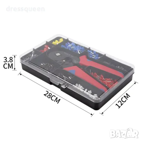 4391 Инструмент за кримпване HSC8 6-4A с комплект от 1200 накрайника и кутия за съхранение, снимка 5 - Клещи - 48878425