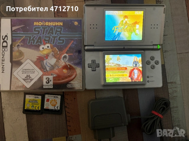 Nintendo DS lite с 4 игри и зарядно