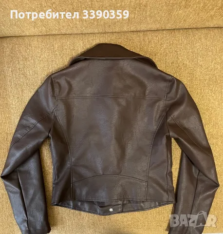 Тъмнокафяво дамско кожено яке, снимка 2 - Якета - 55940913