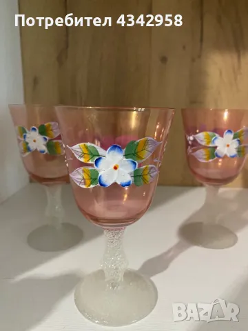 Vintage. Бохемско стъкло. Ръчно рисуване., снимка 4 - Антикварни и старинни предмети - 50417892