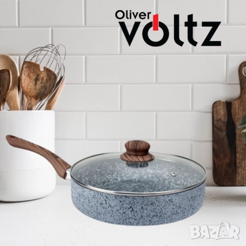 Тиган с капак Voltz Siena, Дълбок, Мраморно каменно керамично покритие, снимка 2 - Съдове за готвене - 52138231