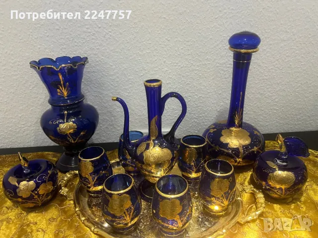 Луксозен комплект кобалт с позлата, снимка 12 - Декорация за дома - 48753290