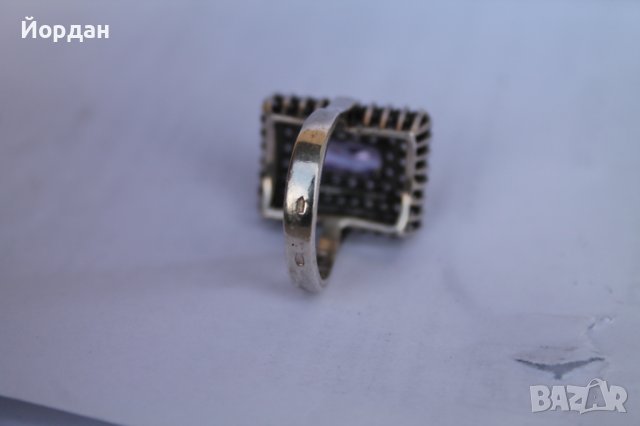Сребърен дамски пръстен с аметист, снимка 6 - Други ценни предмети - 44278634