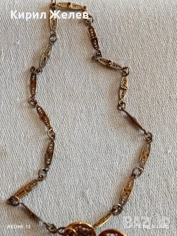 ВИНТИДЖ ФИЛИГРАННО КОЛИЕ ЦВЕТЕ с ЦВЕТНИ КАМЪНИ АХАТ УНИКАТ 34796, снимка 7 - Колиета, медальони, синджири - 52501083