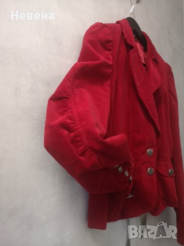 Червено Сако Есенно-Зимно Кадифе, снимка 7 - Сака - 42492447