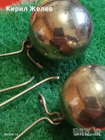 Класически ретро модел сребърни обеци тип Топче майсторска изработка 53677, снимка 4 - Обеци - 53411425