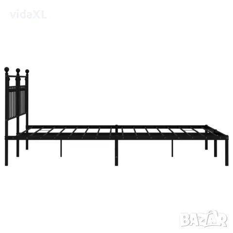 vidaXL Метална рамка за легло с горна табла, черна, 160x200 см, снимка 7 - Спални и легла - 56147298