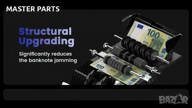 ЕЦБ тествана професионална банкнотоброячна машина AL-N60D CIS Dual Display EUR USD, снимка 7 - Оборудване за магазин - 55955717