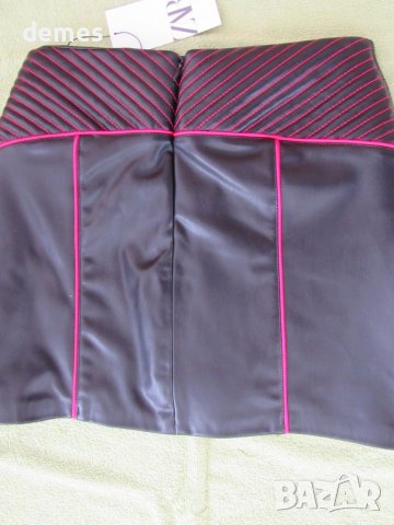 Нова къса 'черна кожена пола ZARA размер S, снимка 3 - Поли - 40173340