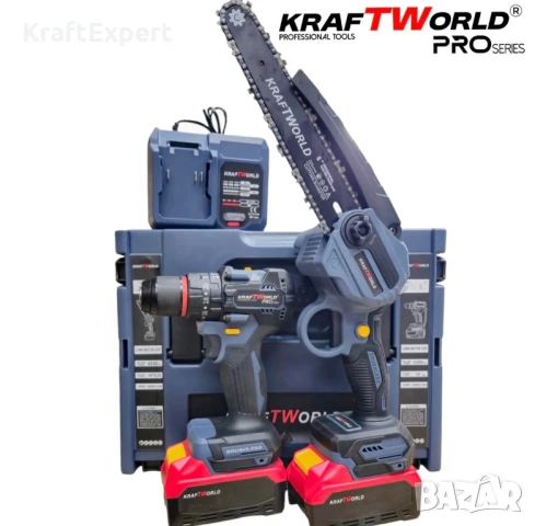 KraftWorld 2в1 Акумулаторен Комплект – Ударен Винтоверт и Мини Резачка с 2 Батерии, снимка 3 - Винтоверти - 50474357