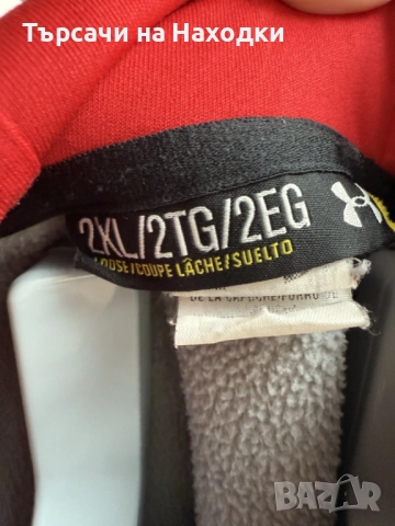 Мъжки суичър Under Armour – размер XXL, сив с ярко червено лого, снимка 2 - Суичъри - 52166508