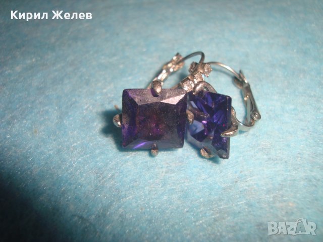 ВИНТИДЖ СКЪПОЦЕННИ СРЕБРИСТИ ОБЕЦИ с ГОЛЯМ ФАСЕТ АМЕТИСТ и ЦИРКОНИ 26682, снимка 6 - Обеци - 34806105