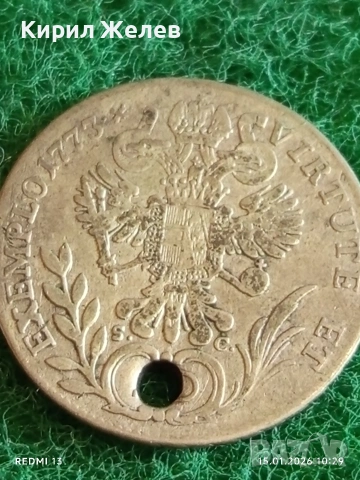 Сребърна монета 20 кройцера 1773г. Йозеф втори Австрия 52929, снимка 5 - Нумизматика и бонистика - 53105938