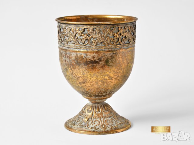 Декоративна кашпа - бокал / Метална кашпа за цветя с орнаменти, снимка 10 - Саксии и кашпи - 40512854