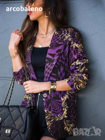Дамско сако с дълъг ръкав и ревер с дигитален печат, 4цвята, снимка 8 - Сака - 41291190
