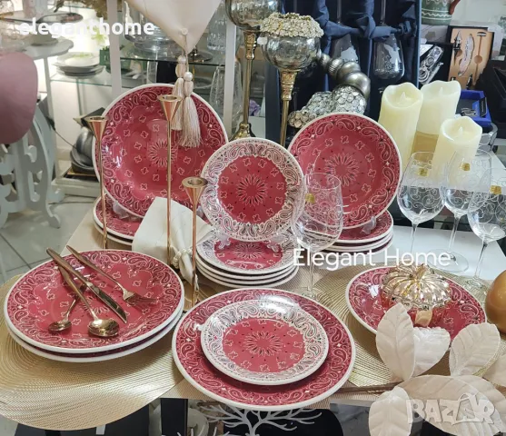 Порцеланов сервиз за хранене - 18 части Сервизът е подходящ за употреба в микровълнова и съдомиялна , снимка 2 - Сервизи - 48225207