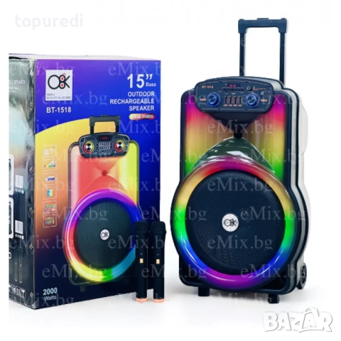 КОМПЛЕКТ ЗА КАРАОКЕ, ТОНКОЛОНА И ДВА БЕЗЖИЧНИ МИКРОФОНА, снимка 1