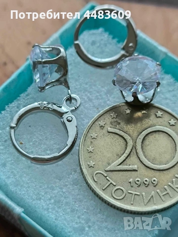 Сребърни обеци с бял цирконии , снимка 5 - Обеци - 53740198
