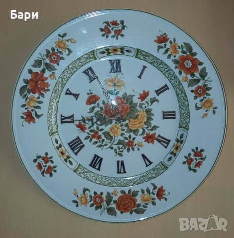 Красив кухненски порцеланов часовник чиния-Junghans, снимка 2 - Колекции - 44395465