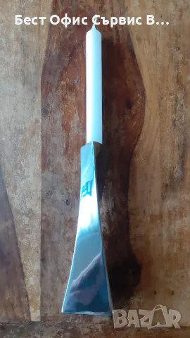 метален свещник дизайнерски, внесен от Дания, стабилен масивен хром метал, за 1 свещ, снимка 3 - Други - 48356302