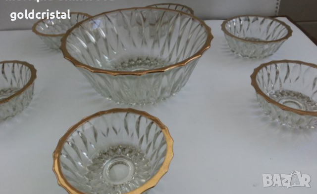 Ретро кристални купички с златен кант, снимка 9 - Антикварни и старинни предмети - 16642081