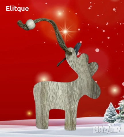 Изчистено дървено еленче - Празнична декорация за елха, снимка 2 - Други стоки за дома - 52820171