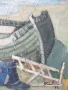 69х58см/стара картина масло върху платно/морски пейзаж/рибарски лодки/1972/дървена рамка, снимка 5
