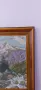 Гоблен с красив планински пейзаж и красива дървена рамка. Много запазено състояние., снимка 4