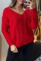 Дамски пуловер, кръстосан отзад с красива шарка, 5цвята - 023, снимка 4