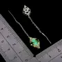 925 Сребърни обеци с африкански изумруд, снимка 2
