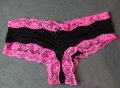 M/L луксозни черни бразилиани с розова дантела , снимка 10