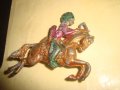 ИНДИАНЕЦ с ЛЪК на КОН СТАРА ОЛОВНА ФИГУРКА РЪЧНО ОЦВЕТЕНА ВОЙНИЧЕ РЯДКА СТАТУЕТКА 9011, снимка 9