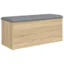 vidaXL Пейка за съхранение, дъб сонома, 102x42x45 см, инженерно дърво, снимка 6