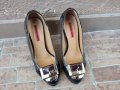 Riccardo Farini стилни кафяви,сиво и черно дамски обувки на висок ток, снимка 5