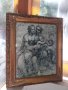 Стара картина отпечатък репродукция с дървена барокова рамка, снимка 1 - Антикварни и старинни предмети - 42001780