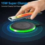 Безжично зарядно устройство, безжично зарядно устройство 5/7,5/10/15 W Qi индукционно зарядно, снимка 6