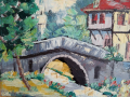 Димитър Пачов,масло на платно,Араповски мост,Карлово,1994г,, снимка 2