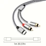 Аудио кабел USB-C мъжки към 2 RCA мъжки кабел, позлатени контакти, алуминиеви глави, 1 метър, снимка 3