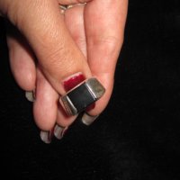 Мъжки сребърен пръстен с оникс, снимка 1 - Пръстени - 42269963