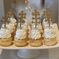 6 бр Мек кръст с панделка кръщене топер клечка декор за мъфини торта украса, снимка 3 - Други - 23042705