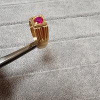 Златен пръстен печат 583 с рубин!!!, снимка 5 - Пръстени - 44396133