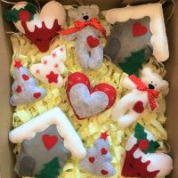 Коледна декорация сърце / Коледни играчки сърце за елха от филц ръчна изработка , снимка 4 - Декорация за дома - 34406124