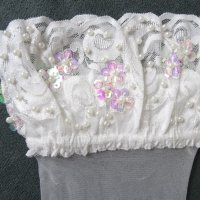 S снежнобели еротични чорапи с перли и пайети, снимка 4 - Бельо - 42515593